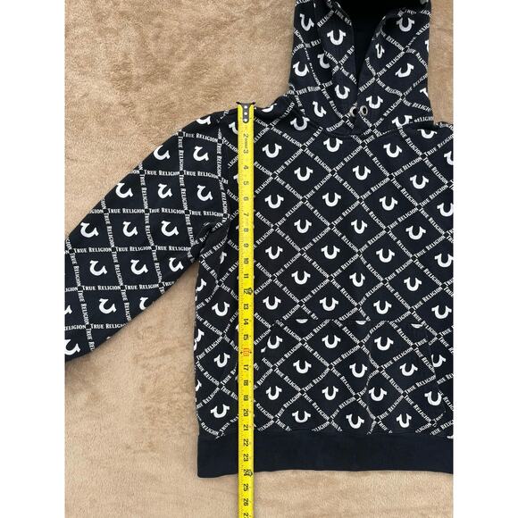 True Religion All Over Print Logo Monogram Hoodie Hooded Sweatshirt Size XL - Picture 5 of 5